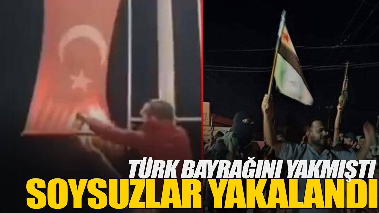 Türk bayrağını yakmaya çalışan zanlılar yakalandı
