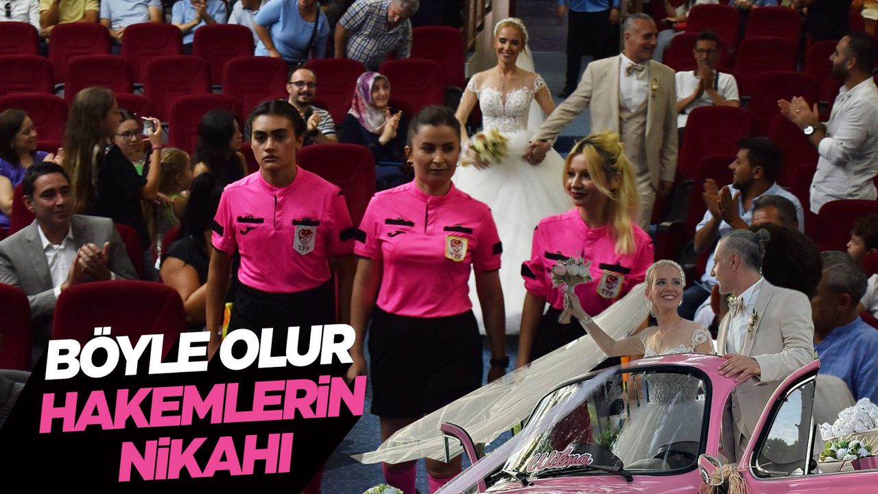 Manisalı çiftin nikahı... Şampiyonlar Ligi müziğiyle salona girdiler