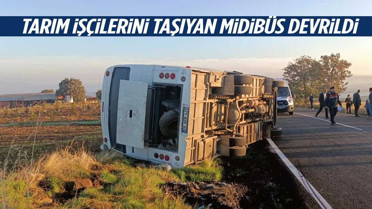 Tarım işçilerini taşıyan midibüs devrildi! 23 kişi yaralandı