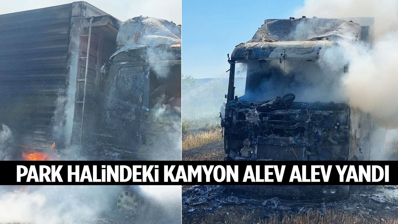 Park halindeki kamyon alev alev yandı!