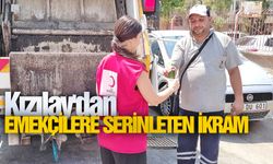 Manisa Kızılay'dan emekçilere serinleten ikram