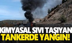 Kimyasal sıvı taşıyan tanker alev alev yandı