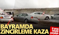 Zincirleme kaza cep telefonu kamerasında! 6 araç böyle çarpıştı!