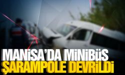 Manisa'da minibüs şarampole yuvarlandı