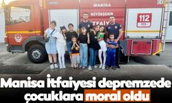 Manisa İtfaiyesi bayramda depremzede çocuklara moral oldu  