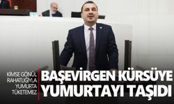 CHP’li Başevirgen kürsüye yumurtayı taşıdı