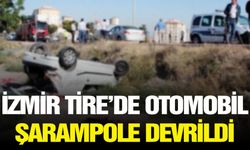 İzmir Tire’de otomobil şarampole devrildi