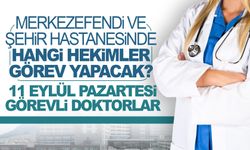 11.09.2023 Şehir Hastanesi ve Merkezefendi Hastanesi’nde hangi doktorlar görev yapacak?