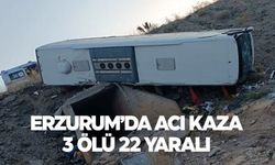 Erzurum'da yolcu otobüsü devrildi: 3 ölü, 22 yaralı