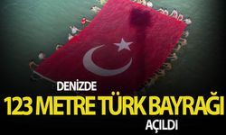 Cumhuriyet'in 100. yılında denizde 123 metre Türk bayrağı açıldı