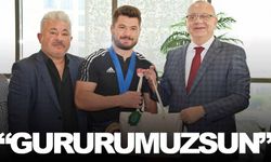 Dünya şampiyonu Ali Cengiz'den Başkan Ergün'e ziyaret