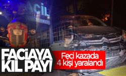 İzmir'de otomobil ile traktör çarpıştı... Kazada 4 kişi yaralandı