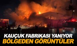 Manisa'da kauçuk fabrikası yanıyor... Bölgeden görüntüler