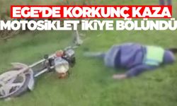 İki parçaya bölünen motosikletin sürücüsü hayatını kaybetti  