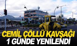 Cemil Çöllü Kavşağı 1 günde yenilenerek, trafiğe açıldı