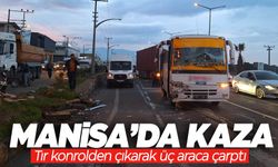 Manisa’da faciadan dönüldü... Kontrolden çıkan tır 3 araca çarptı!