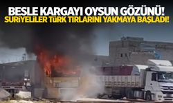 Suriyeliler Türk tırlarına saldırıp resmi araçları tahrip etti