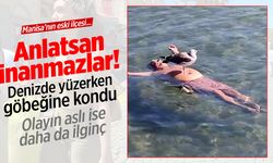 Denizde yüzerken göbeğine kondu! Turizm merkezinde şaşırtan anlar...