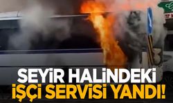 Manisa’da korku dolu anlar! Seyir halindeki işçi servisi alev alev yandı!