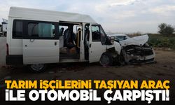 Tarım işçilerini taşıyan araç ile otomobil kafa kafaya çarpıştı: 8 yaralı