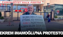 Ekrem İmamoğlu’na protesto… Elinde pankartla CHP Genel Merkezi’ne geldi!