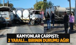 İzmir’de kamyonlar kafa kafaya çarpıştı: 2 yaralı