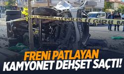 Kayseri’de freni patlayan kamyonet can aldı