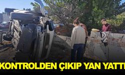 Ege’de kaza… Kontrolden çıkan araç yan yattı