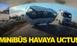 Manisa’da kaza… Minibüs havaya uçtu… Faciadan dönüldü!