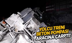 Yolcu treni beton pompasına çarptı