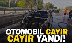 Aydın-İzmir otoyolunda otomobilde yangın çıktı!