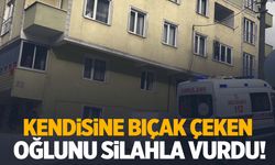 Baba bıçak çeken oğlunu silahla vurdu