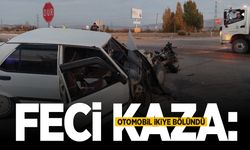 Feci kaza… Otomobil ikiye bölündü: 6 yaralı