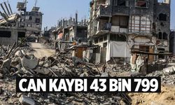 Gazze’de can kaybı 43 bin 799’a yükseldi