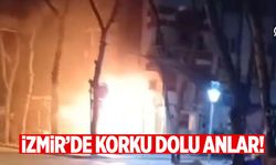 İzmir’de korku dolu anlar: İş yeri tabelasında yangın çıktı