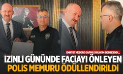 Manisa'da izinli gününde faciayı önleyen polis memuru Ergüven ödüllendirildi