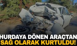 Manisa’da mucize kurtuluş! Hurdaya dönen otomobilden sağ çıktı