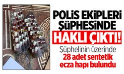 Manisa’da polis ekipleri şüphesinde haklı çıktı! Şüpheliden 28 adet sentetik ecza hapı çıktı!