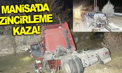 Manisa’da zincirleme kaza… Tır tarlaya uçtu... Yaralılar var