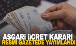 Asgari ücret kararı Resmi Gazetede yayımlandı