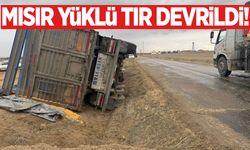 Ege’de mısır yüklü tır devrildi