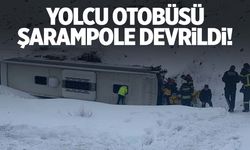 Erzincan’da yolcu otobüsü şarampole devrildi!