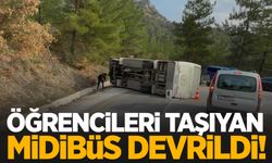 İlkokul öğrencilerini taşıyan midibüs devrildi! 10 Yaralı