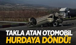 Denizli-Manisa karayolunda takla atan otomobil hurdaya döndü!