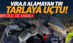 Ege’de virajı alamayan tır tarlaya daldı: 1 ölü, 3 yaralı