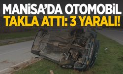 Manisa’da feci kaza! Kontrolden çıkan otomobil takla attı