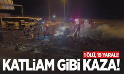 Otomobil ve tır alev aldı! Otoyol trafiğe kapandı: 1 ölü, 19 yaralı