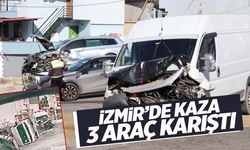 İzmir’de 3 aracın karıştığı zincirleme kaza kamerada!