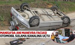 Manisa’da beton mikserine çarpmamak için manevra yapan araç takla atıp kanala düştü! Yaşlı çift yaralandı