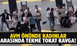 AVM önünde birbirine girdiler... Yumruklar ve tekmeler havada uçuştu